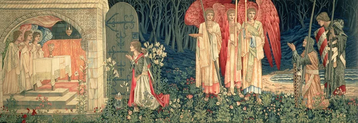 De Bereiking; De Visie van de Heilige Graal aan Sir Galahad, Sir Bors en Sir Percival, uit de serie `De Zoektocht naar de Heilige Graal", 1895-96