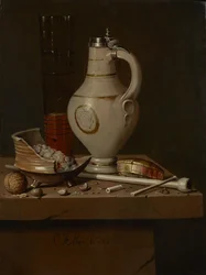 Stilleven met rookgerei en bierpul, 1664