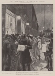 De ziekte van de koning, de angst in Duitsland (litho)