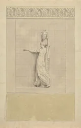 Vrouwelijke figuur met waterkruik op haar hoofd