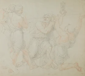 Studie voor de figuren van Demitrius en twee arbeiders