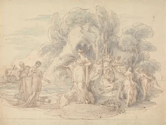 Telemachus en Mentor landen op het eiland Calypso