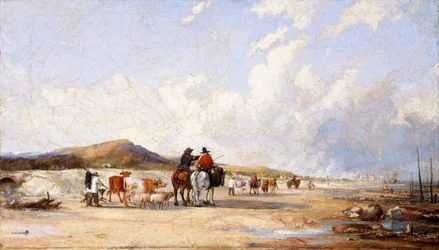 De zandduinen oversteken naar de markt van Swansea, ca. 1850s