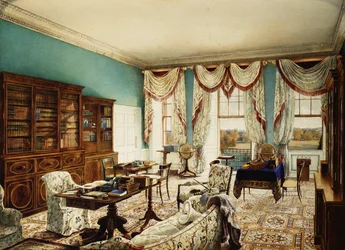 De bibliotheek, Binfield, Berkshire, met uitzicht over het park