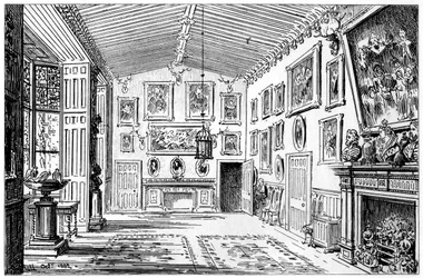 De grote zaal van Charlecote Park, Warwickshire, 1885