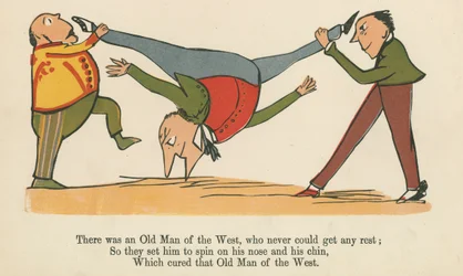 Er was een oude man uit het westen, die nooit rust kon krijgen, uit 