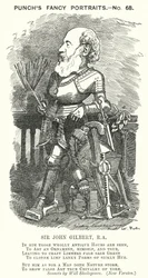 Punch cartoon: Sir John Gilbert, Engelse kunstenaar (gravure)