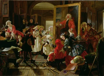 Hogarths studio in 1739 (olieverf op doek)