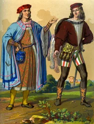 Een Engelse hoveling van 1450 en een Engelse heer van 1500