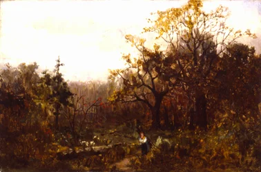 Naamloos landschap - vrouw draagt hout