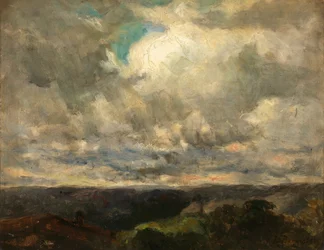 Naamloos landschap, bewolkte lucht