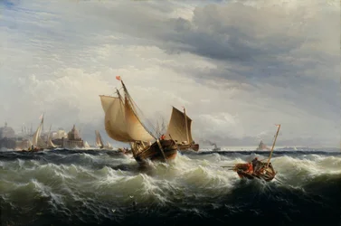Vissersboten Tegen de Wind in, ca. 1858