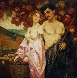 Zelfportret met een Siciliaanse vrouw - Granaatappels