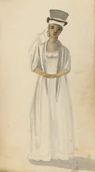 Portret van een West-Indische dame, begin 19e eeuw