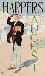 Reclameaffiche voor Harpers New Monthly Magazine, augustus 1893
