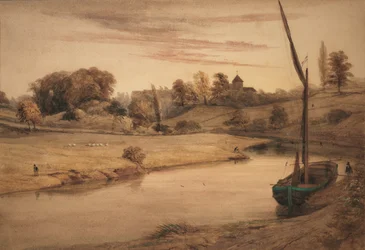 Nettlestead Kerk, Kent vanaf Bow Bridge