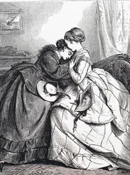 Een oudere zus troost haar jongere zus