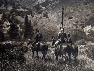 Indianen van Amerika van de Apsaroke-stam in de Black Canyon, Verenigde Staten