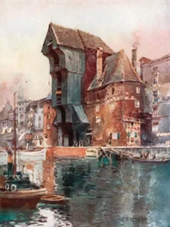 Krahnthor in Danzig (kleurenlitho)