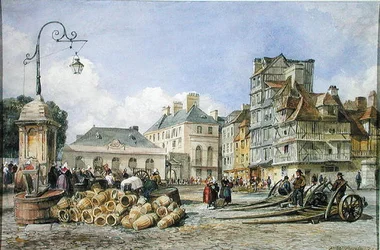 Een marktplein op het continent