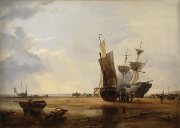 Brik op het zand: schepen op het zand bij Hastings, 1836