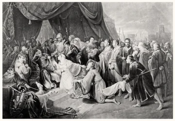 De Overgave van Calais, 4 augustus 1347, gegraveerd door John Young