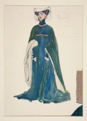 Een dame, kostuumschets voor Henry Irving