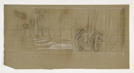 Compositiestudie voor Het Vertrek, uit De Zoektocht naar de Heilige Graal (een serie van vijftien schilderijen voor de Boston Public Library, voltooid in 1901)