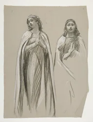 Figurenstudies voor De Gouden Boom (?), uit De Zoektocht naar de Heilige Graal (een serie van vijftien schilderijen voor de Boston Public Library, voltooid in 1901)