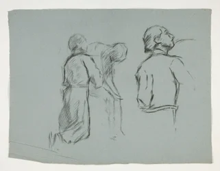 Figurenstudies voor de ridderslag van Sir Galahad, uit De zoektocht naar de Heilige Graal (een serie van vijftien schilderijen voor de Boston Public Library, voltooid in 1901)
