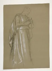 Figurenstudie voor de jonge Galahad, uit De zoektocht naar de Heilige Graal (eerste van een reeks van vijftien muurschilderingen voor de Boston Public Library, voltooid in 1901)