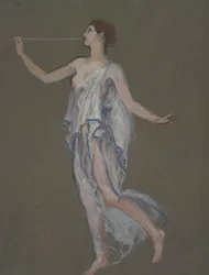 Figurenstudie voor de figuur van Roem(?)
