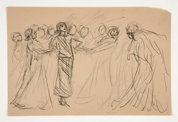 Galahad en de gevangen deugden, studie voor De zoektocht naar de Heilige Graal (serie van vijftien schilderijen voor de Boston Public Library, voltooid in 1901)