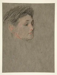 Hoofd van een vrouw met zwart haar, voor de kroning van Eduard VII