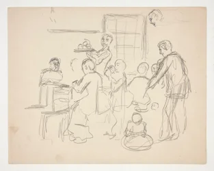 Interieur restaurantscène - onbekende illustratie