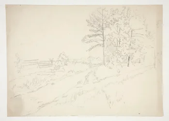 Landschap met weg die erdoorheen loopt