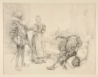 Maria, Sir Andrew en Toby, illustratie voor Act I, Scene iii, Driekoningenavond