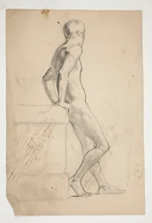 Studie van naakte mannelijke figuur, levenstekening