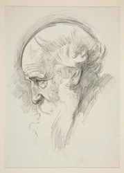 Portret van een oude bebaarde man, in profiel