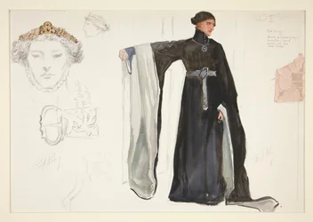 Richard II (in het zwart), kostuumschets voor Henry Irving