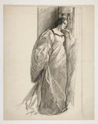 Schets van een dame, illustratie voor