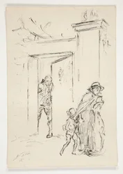 Studie voor .1208 - illustratie voor Oliver Goldsmith