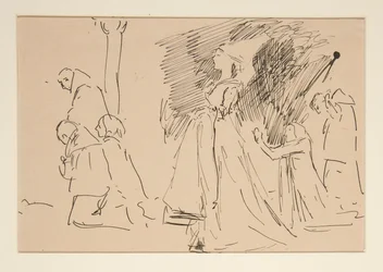Studie voor priester en de grote dame