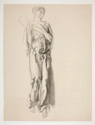 Studie voor figuur van Overvloed in de muurschildering, Wetenschap die de Schatten van de Aarde Onthult, in het State Capitol gebouw in Harrisburg, Pennsylvania