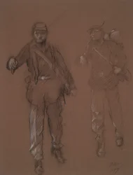 Studie voor de figuren van twee soldaten uit de burgeroorlog