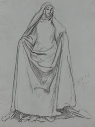 Studie van vrouwelijke figuur (verso: mannelijke figuur)