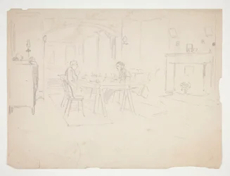 Twee mannen aan tafel in een interieur