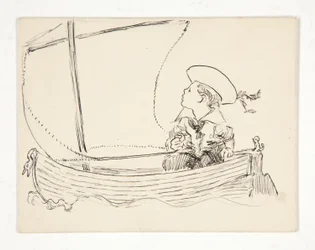 Ongeïdentificeerde illustratie [Jongen in een kleine boot]
