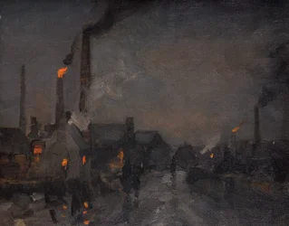 Black Country, nacht, met gieterij (olieverf op doek)