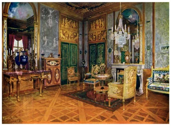 Salon de Musique van Marie Antoinette, slaapkamer, Paleis van Fontainebleau, Frankrijk